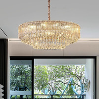 Lustre moderne de luxe en verre multicouche, luminaire suspendu rond et rectangulaire avec structure en fer pour salon, salle à manger, hôtel, villa