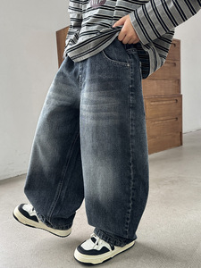 Jeans Garçon 2025 Printemps/Automne – Pantalon en Denim Décontracté Tout-Assorti pour Enfants et Adolescents, Style Américain Tendance, Teint en Pièce, <span class=keywords><strong>Taille</strong></span> Mi-Haute - Product Image 5