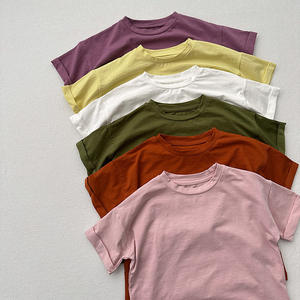 Haute qualité garçons filles coton à manches courtes é<span class=keywords><strong>t</strong></span>é décontracté bébé solide <span class=keywords><strong>t</strong></span>-<span class=keywords><strong>shirt</strong></span> pour enfants - Product Image 5