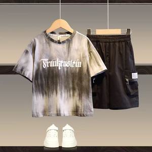 Ensemble de vêtements pour garçons avec logo personnalisé, ensemble de sweat-shirts et de <span class=keywords><strong>t</strong></span>-shirts en coton brodé rétro délavé à l'acide, vêtements de sport pour enfants - Product Image 5