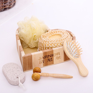 Ensemble spa en bois naturel respectueux <span class=keywords><strong>de</strong></span> l'environnement avec seau Ensemble <span class=keywords><strong>de</strong></span> cadeaux <span class=keywords><strong>de</strong></span> <span class=keywords><strong>bain</strong></span> pour le nettoyage <span class=keywords><strong>de</strong></span> la peau du corps - Product Image 1