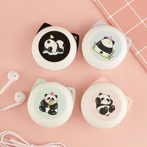 Écouteurs de dessin animé KIKI-406 pour Type C Panda Print Cute Girls Storage Box Type-c Headphones