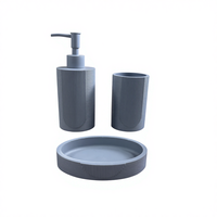 Ensemble de salle de bain en polyrésine gris de luxe de style européen, cinq pièces, avec distributeur de savon et accessoires pour flacon de liquide