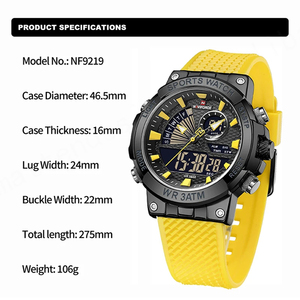 Naviforce thương hiệu sang trọng của người đàn ông Đồng hồ thể thao không thấm nước kỹ thuật số Đồng hồ dạ quang dây đeo TPU ngày và tuần thạch anh Đồng hồ đeo tay - Product Image 4