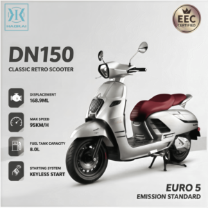 Scooter/cyclomoteur à essence rétro EURO 5 150cc pour adultes, moteur quatre temps refroidi par air, vitesse maximale de 95 km/h, transmission CVT, 8,3 kW - Product Image 1