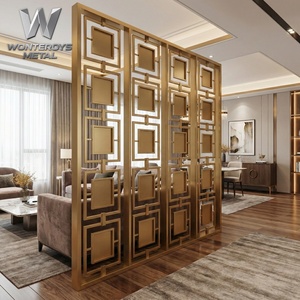 Panel Divisor de Pared Moderno y Minimalista Personalizado, Biombo de Acero Inoxidable 304 201 Dorado para Diseño de Villas y Hoteles - Product Image 1
