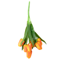 Bunga Sutra Buatan Hijau 7 Tangkai Tulip Mini Sempurna untuk Pernikahan, Hari Valentine, Latar Belakang, Perlengkapan Foto, Dekorasi Bunga Dalam Ruangan