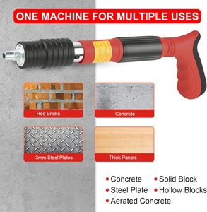 Kit de pistolet à clous manuel pour béton, 110 clous en acier, outil de fixation murale portable à 5 vitesses pour le travail du bois et la décoration - Product Image 2