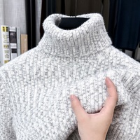 Nouveau Pull Col Roulé Homme en Mélange de Laine Brossée Tricoté Épais et Chaud, Lavable en Machine, Collection Automne/Hiver 2026 - Vente en Gros de Vêtements