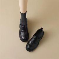 Mocassini in Pelle Lucida con Punta Rotonda, Suola Spessa, Stile Preppy per Scuola, Ufficio, Casual, Passeggio e Cerimonie