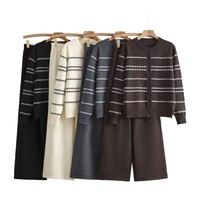 Ensemble deux pièces décontracté style coréen pour femme : Cardigan ample en maille et pantalon large confortable – Collection été 2026 transfrontalière
