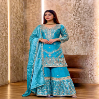 Salwar Kameez traditionnel indien pakistanais pour femmes, robe brodée en soie pour mariage, longueur au sol, coupe régulière, extensible