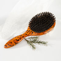 Brosse à pagaie de massage anti-frisottis en poils de sanglier naturels Brosse à cheveux en bois démêlante pour cheveux lisses
