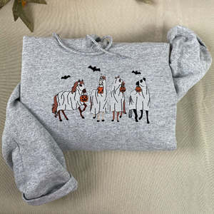 Sweat-shirt fantôme 3D brodé pour amoureux des chevaux ou sweat à capuche hiver et automne tissu tissé avec logo avant idée cadeau Halloween - Product Image 2