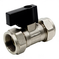 Vanne à boisseau sphérique en laiton D1035 pour gaz, à commande manuelle, extrémités à compression, poignée courte noire, vanne d'isolement, personnalisable OEM