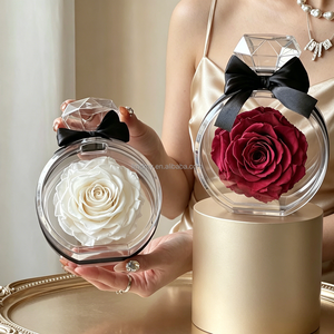 Elegante <span class=keywords><strong>Rosa</strong></span> Eterna <span class=keywords><strong>in</strong></span> <span class=keywords><strong>Vaso</strong></span> Acrilico, Ideale per Decorazioni da Tavolo per Matrimoni, Addio al Nubilato, Feste di Fidanzamento, Regalo per Fidanzata, San Valentino - Product Image 3