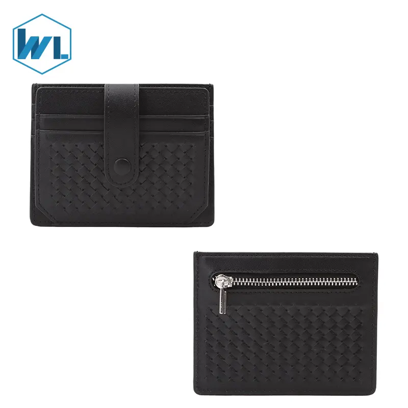 Bi- fold Men Holder Real Leather Button Super Slim Wallet Business Card ID Card Holder Wallet With Zipper Coin Pocket