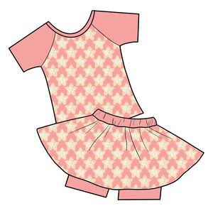 Conjunto de Falda y Camiseta de Manga Corta Raglán para Niñas, Marca Milk Silk - Product Image 3