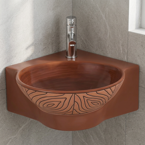 Lavabo de salle de bain moderne en céramique jaune imprimé, petit format, avec finition électroplaquée et motif grain de cuir, idéal pour villas et hôtels - Product Image 2