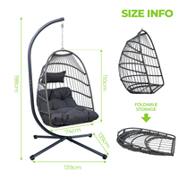Patio extérieur confortable et relaxant KD pliant en osier rotin corde balançoire oeuf chaise