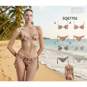 ชุดว่ายน้ำวันพีซ HDJ Plus Size ลายดอกไม้ ช่วยเก็บหน้าท้อง ชุดชายหาดแบบเรียบร้อย สายไขว้แบบ Halter Monokini - Product Image 3