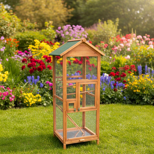 SDB005 Ecologische Massief Houten Grote Vogelkooi Luxe Moderne Buitenvolière met Knopsluiting Vogelhuis voor Vogels - Product Image 1