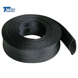 Self closing protection textile braided nylon cable sleeves for hydraulic hoses high temp