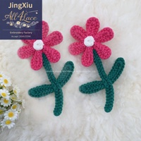 Patch Cœur au Crochet Fait Main, Applique Tricotée à la Main pour Chaussures et Décoration de Vêtements pour Enfants DIY