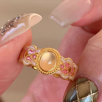 Bague ovale réglable en cuivre rose de luxe tendance, style princesse féerique, vente en gros directe d'usine