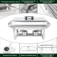 Luxe 8QT rechthoekige roestvrijstalen chafing dish buffetset met voedsel & water voor hotel, restaurant, tafeldecoratie, feestjes en catering