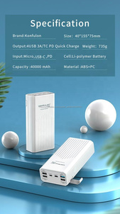 Konfulon Real Big Capacity 40000mAh QC3.0 Fast Power Bank, estación de cargador portátil de 4 puertos USB con soporte para teléf - Product Image 6
