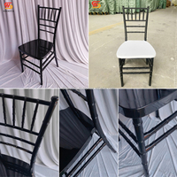 Chaise de banquet empilable en plastique de gros pour événements de mariage, chaise Tiffany noire, chaise Chiavari