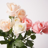 Roses artificielles au toucher réel avec tiges pliables pour bouquet de mariée, arche de mariage, arrangement floral de fête