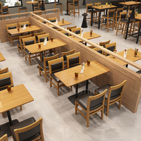 Ensemble de mobilier de restaurant de qualité commerciale, table en bois avec structure en métal noir et banquette pour café, bar, bistrot