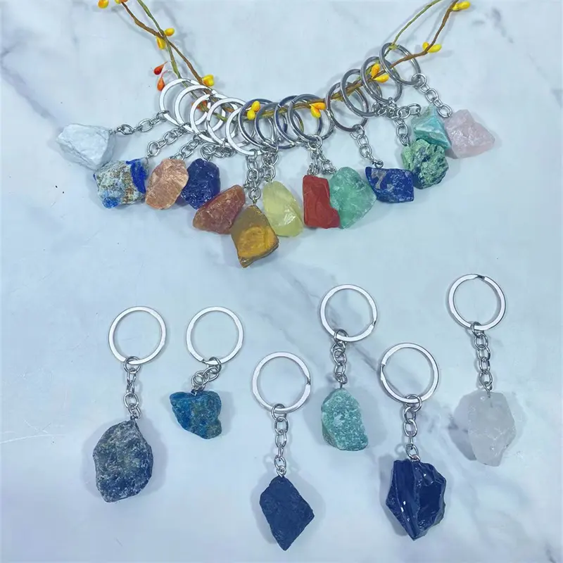 Cong Ju kristal el sanatları doğal kristal işlenmemiş taş kristal anahtar zincirleri hediyeler için