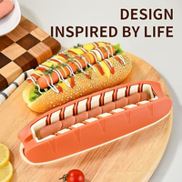 Alat Pemotong Sosis Hot Dog Plastik Portabel, Alat Pengiris Hotdog untuk Barbekyu, Peralatan Dapur BBQ Inovatif untuk Teras