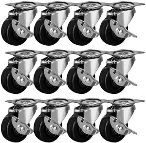 Roues de chariot légères de 1 pouce 2 pouces petites roulettes en caoutchouc solide de tige filetée de 5/8 roues de chariot avec le frein latéral - Product Image 2