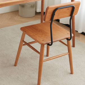 Silla de comedor nórdica de madera maciza, respaldo de madera de cerezo, uso doméstico, estilo minimalista japonés - Product Image 4