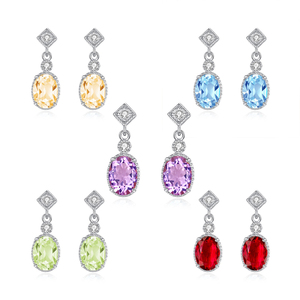 โรงงาน SPJ ขายส่งต่างหูเงินแท้ 925 ประดับพลอยธรรมชาติ ดีไซ<span class=keywords><strong>น</strong></span>์หรูหรา ประดับด้วยโกเม<span class=keywords><strong>น</strong></span>และโทแพซ <span class=keywords><strong>ส</strong></span>ำหรับผู้หญิง - Product Image 1