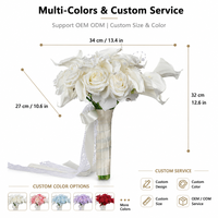 Eleganter Elfenbeinfarbener Künstlicher Rosen- und Calla-Lilien-Tropfenstrauß mit Spitze und Satinband für Hochzeitszeremonie, Foto-Requisiten und Hochzeitsdekoration