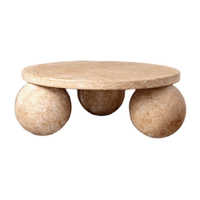 Table basse en pierre de travertin italienne, table de salon moderne personnalisée, hall d'entrée, salon, boules, sphère, marbre rond, tables basses de luxe
