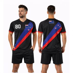 Ensemble short et maillot de football unisexe style Nouvelle-Zélande, imprimé, respirant, séchage rapide, 100 % polyester, personnalisable pour l'entraînement de football - Product Image 2