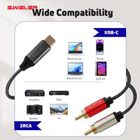 USB C zu 2 Rca Audio Kabellänge 1/2/3/5/10/20 Meter Typ C zu Rca Stecker Buchse Stereo Audio Konverter Y Splitter USB Audio Kabel