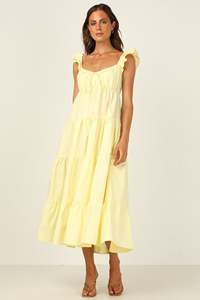 <span class=keywords><strong>Robe</strong></span> mi-longue en coton pour femmes, avec bretelles à volants, cordon de serrage, décolleté carré arrondi, jupe à volants superposés - Product Image 5