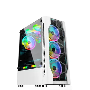 Tam kule ATX/MATX/ITX PC oyun masaüstü durumda temperli cam ön Panel USB ve ses portları ile RGB Fan fabrika fiyat