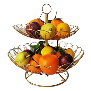 Cesta de Frutas Multifuncional Moderna para Cocina, de Doble Capa, Metálica, en Forma de Cuenco, con Plato de Frutas Extraíble y Cesta de Hierro Portátil para Aperitivos - Product Image 1