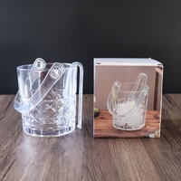 Seau à glace en verre et pinces avec poignées, 900 ml, accessoires de bar pour la maison, seaux à glace pour les fêtes, seau à champagne, congélateur en verre