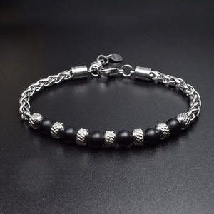 Bracelet ajustable en acier inoxydable pour hommes, bijou avec perle en œil de tigre, meilleure vente Facebook - Product Image 4