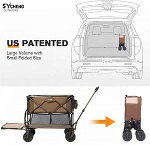 Carro plegable de dos pisos, carro plegable resistente con piso inferior, ruedas grandes todoterreno para acampar, pescar - Product Image 4