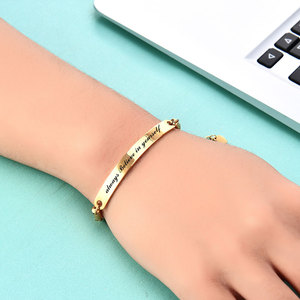 Bracelet incurvé en acier inoxydable 5 mm gravé au laser « Toujours crois en toi », réglable, unisexe, cadeau, bijoux - Product Image 2
